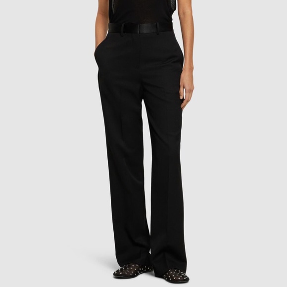 Victoria Beckham Pants - Victoria Beckham Satin Panel Tapered Leg Trousers in Black Size 28
